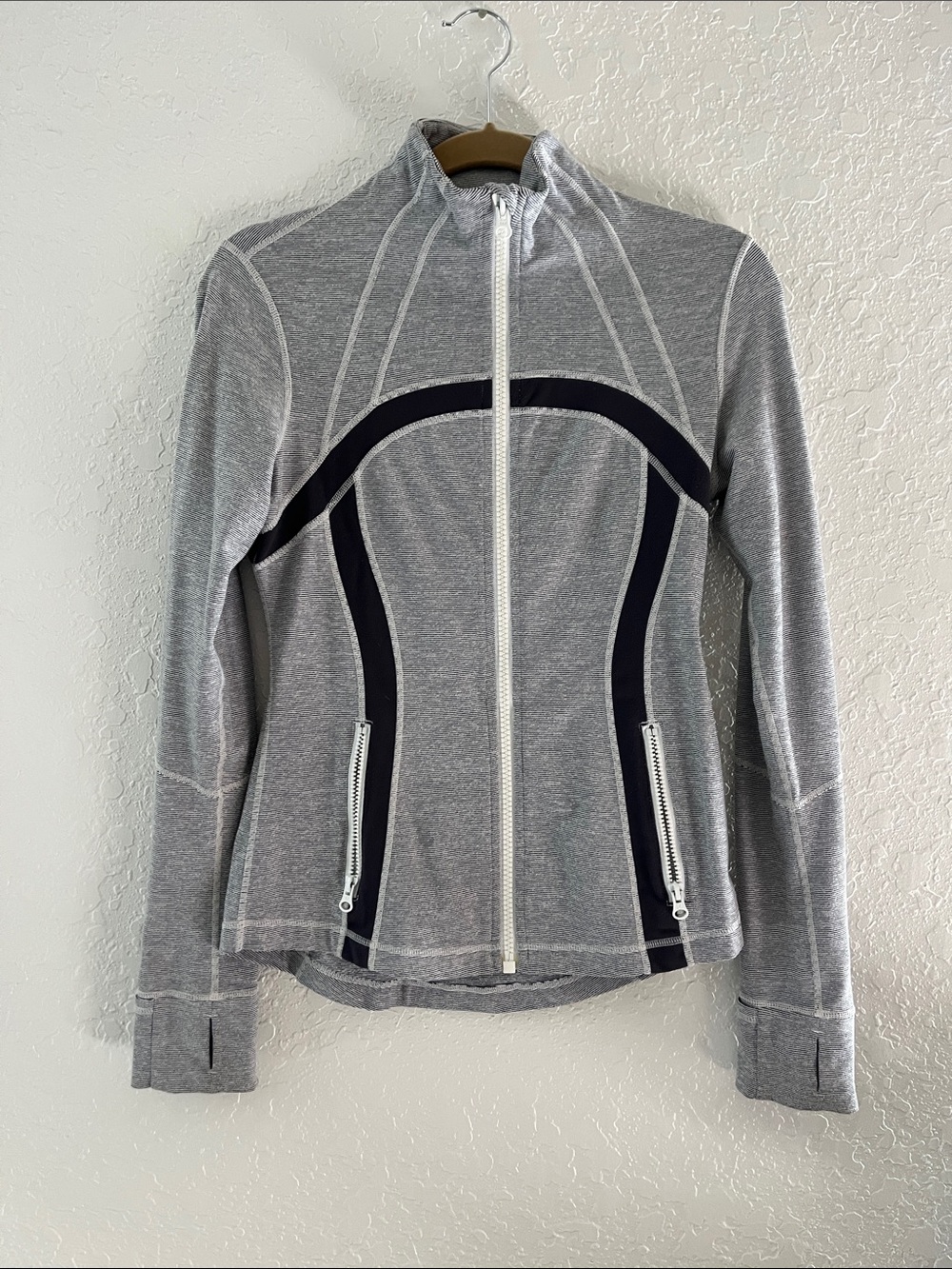 lululemon athletica Gray Zip-Up Track Jacket with Black Trim